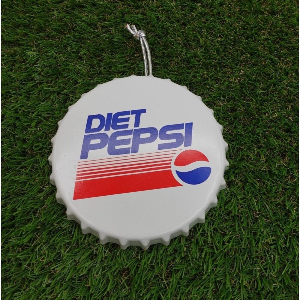 Diet Pepsi Metal Bottle Cap Christmas Ornament White Red Blue 5"